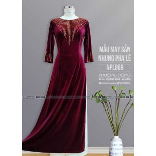 Áo Dài Bà Sui Nhung Đính Đá Pha Lê Cao Cấp NPL869
